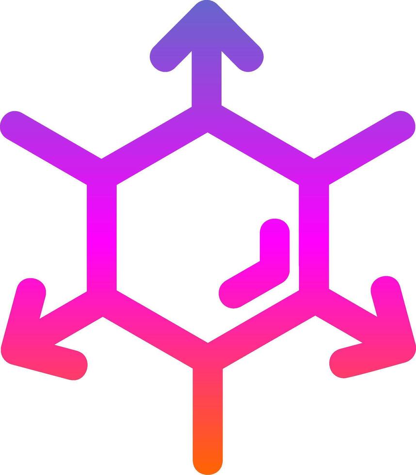 3d coordinate axis Line Gradient Icon vector