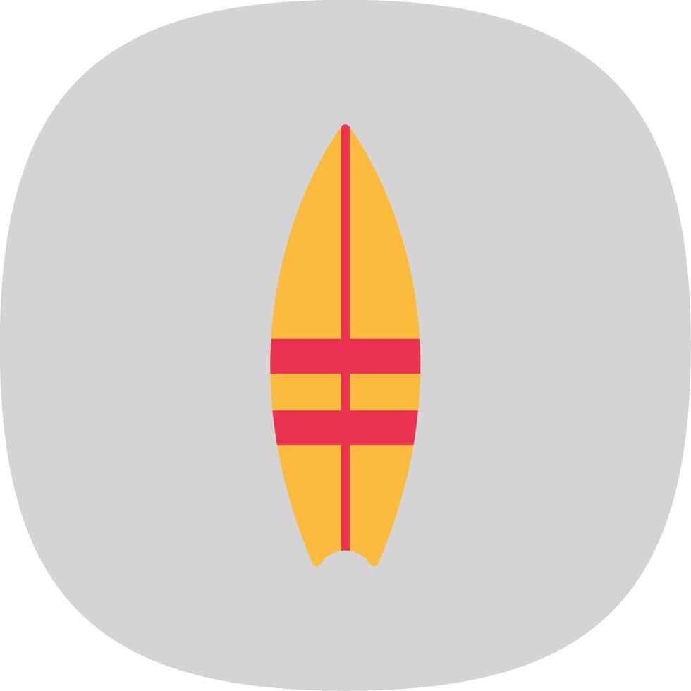 tabla de surf plano curva icono vector