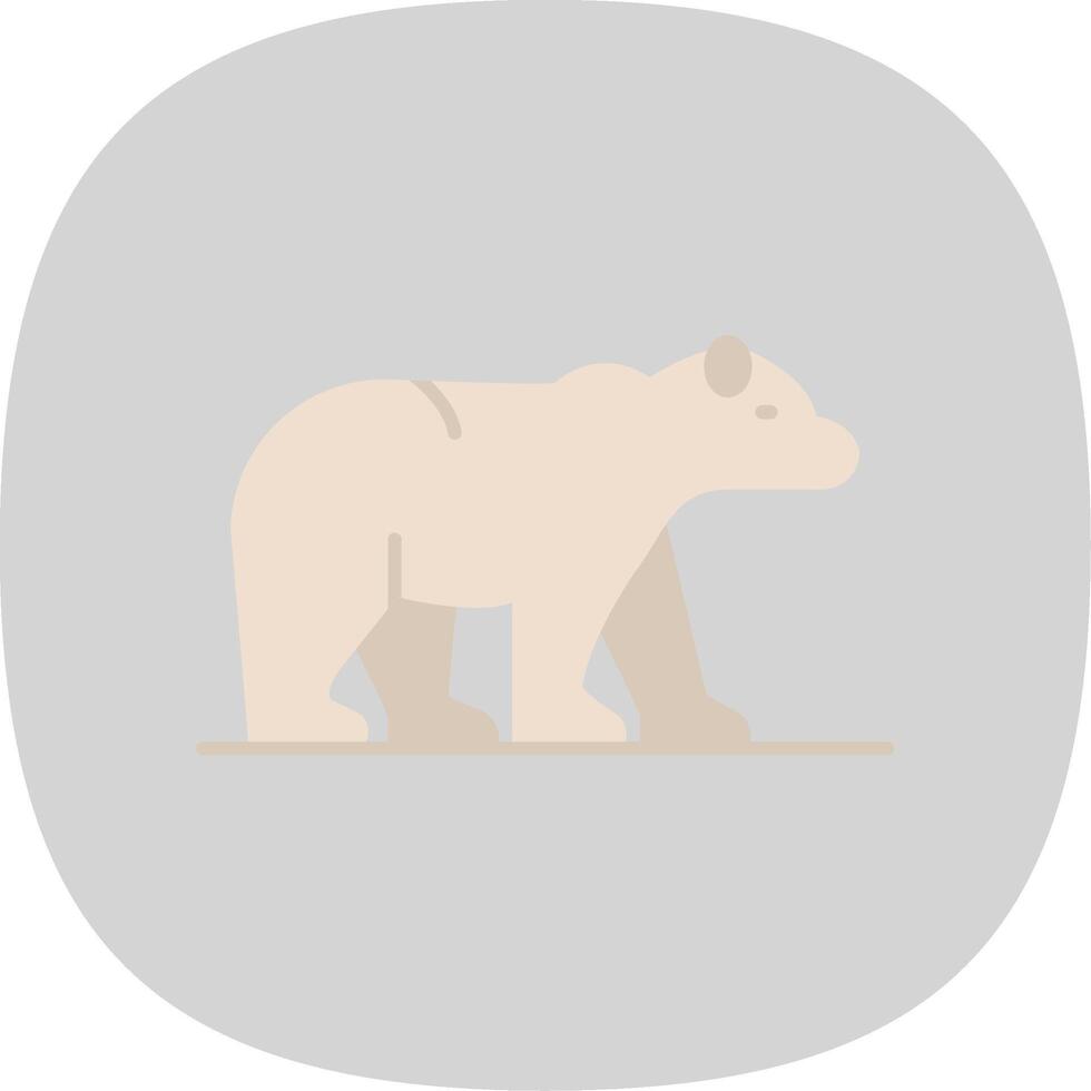 Polar Bear Flat Curve Icon vector