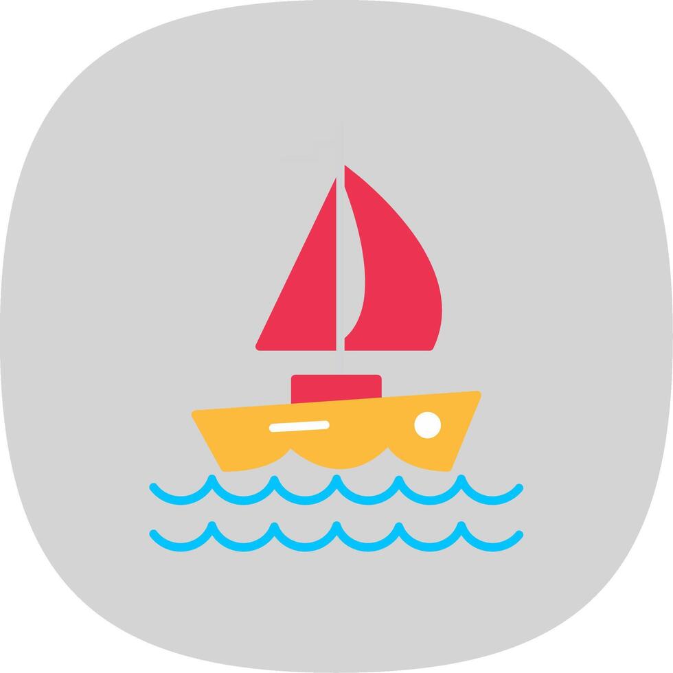 Yacht Flat Curve Icon vector