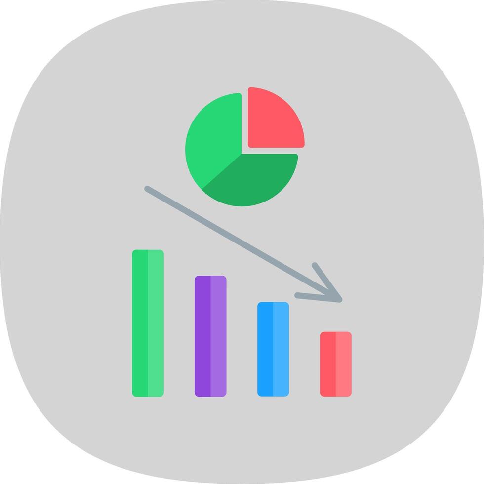 Pie Chart Flat Curve Icon vector