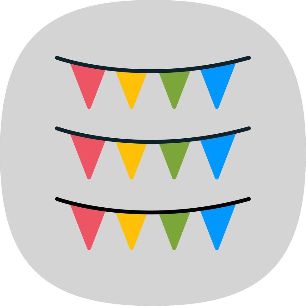 Bunting Flat Curve Icon vector