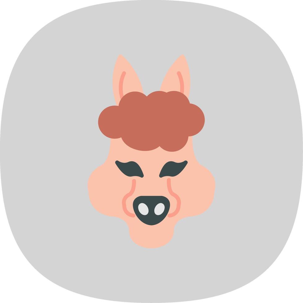 Alpaca Flat Curve Icon vector