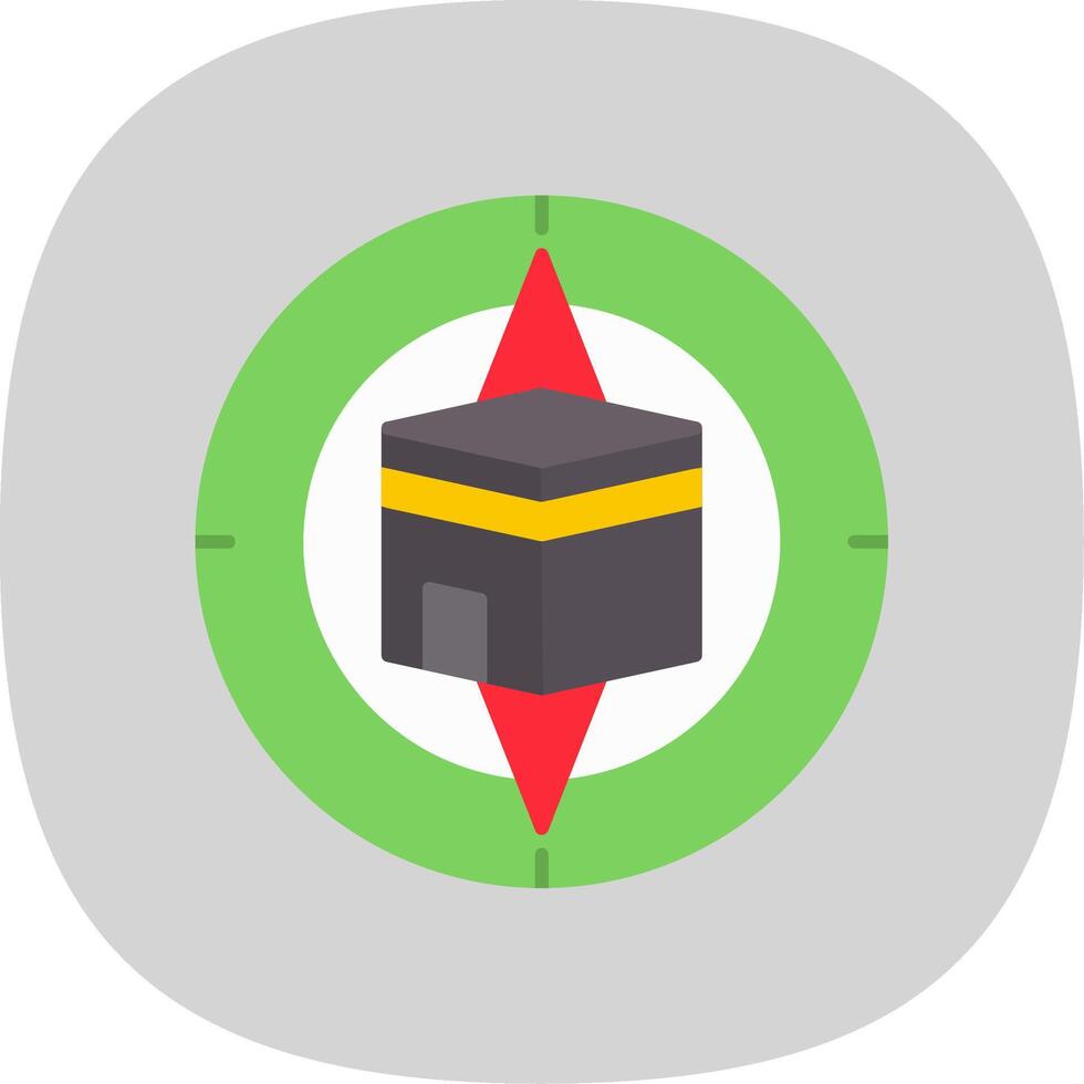 Qibla Compass Flat Curve Icon vector