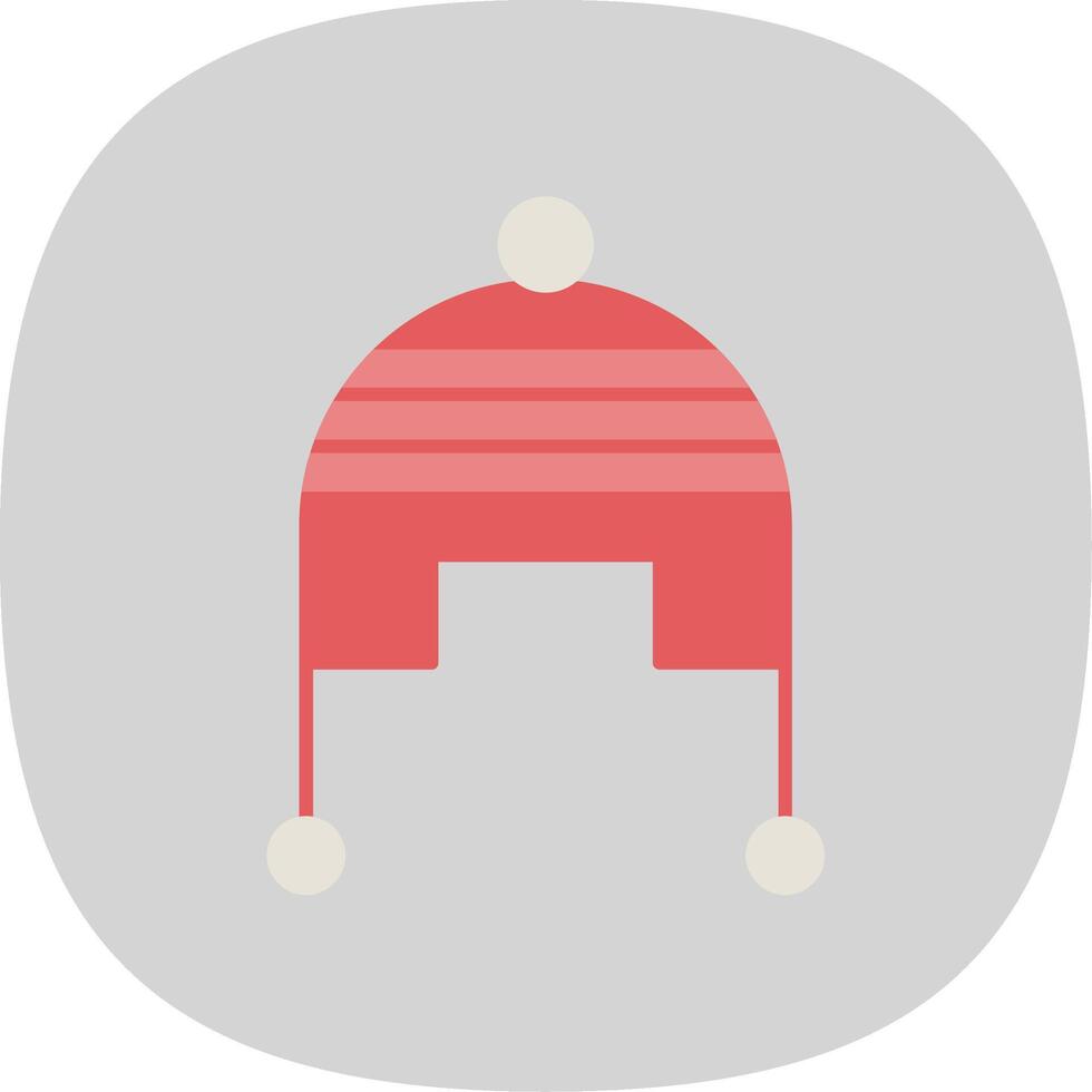 Winter Cap Flat Curve Icon vector