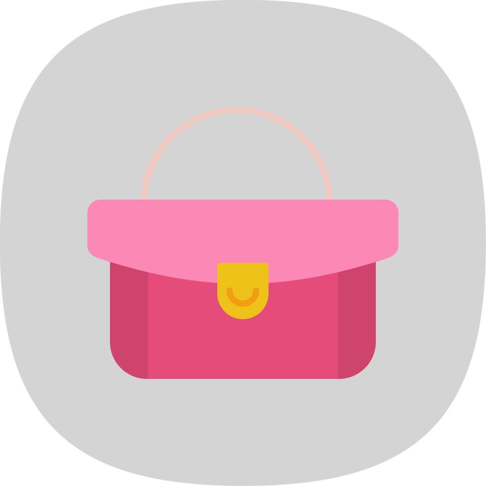 mujer bolso plano curva icono vector