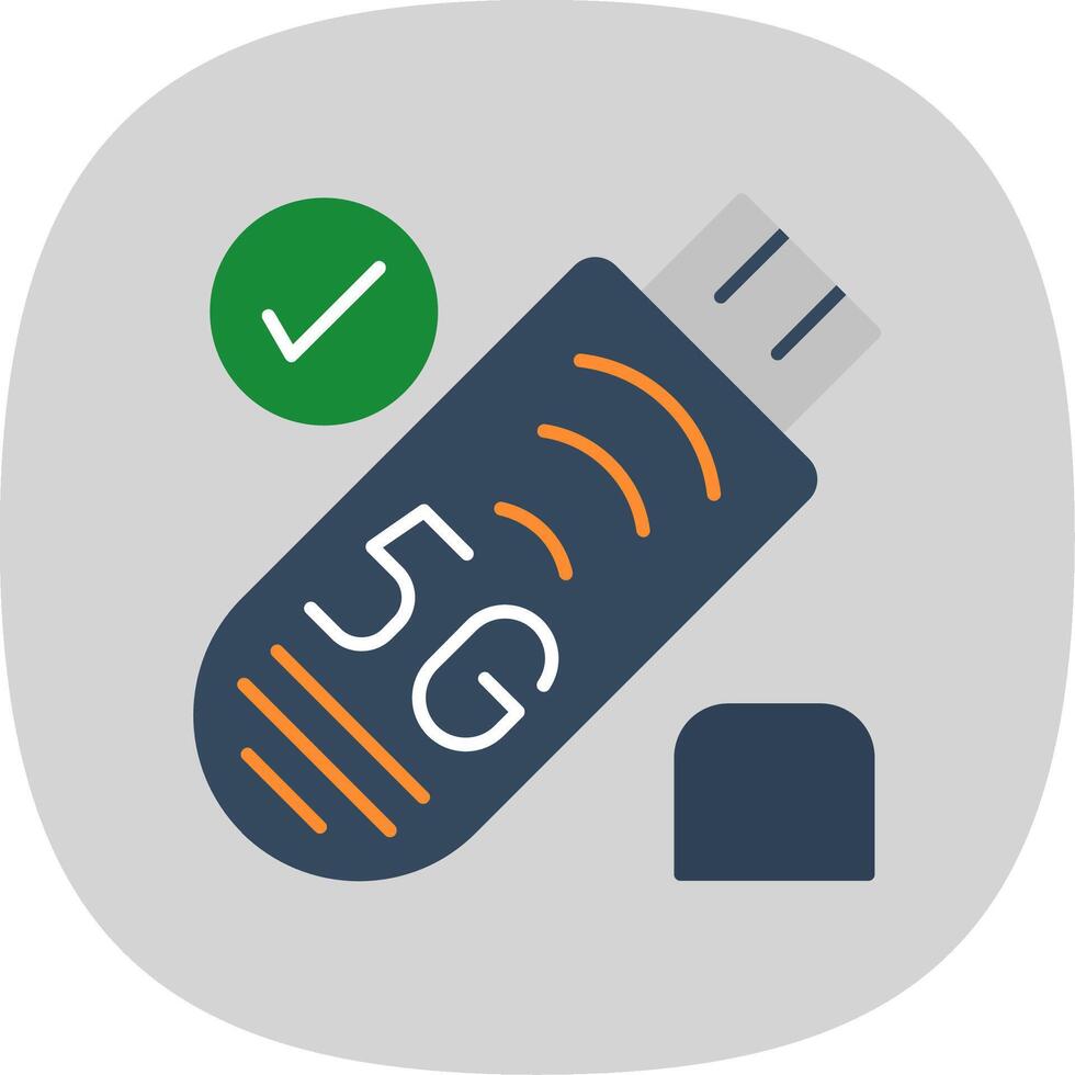 Usb Stick Flat Curve Icon vector