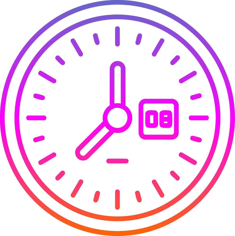 icono de gradiente de línea de reloj vector