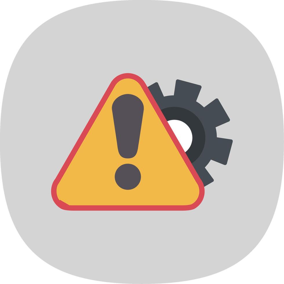 Warning Sign Flat Curve Icon vector