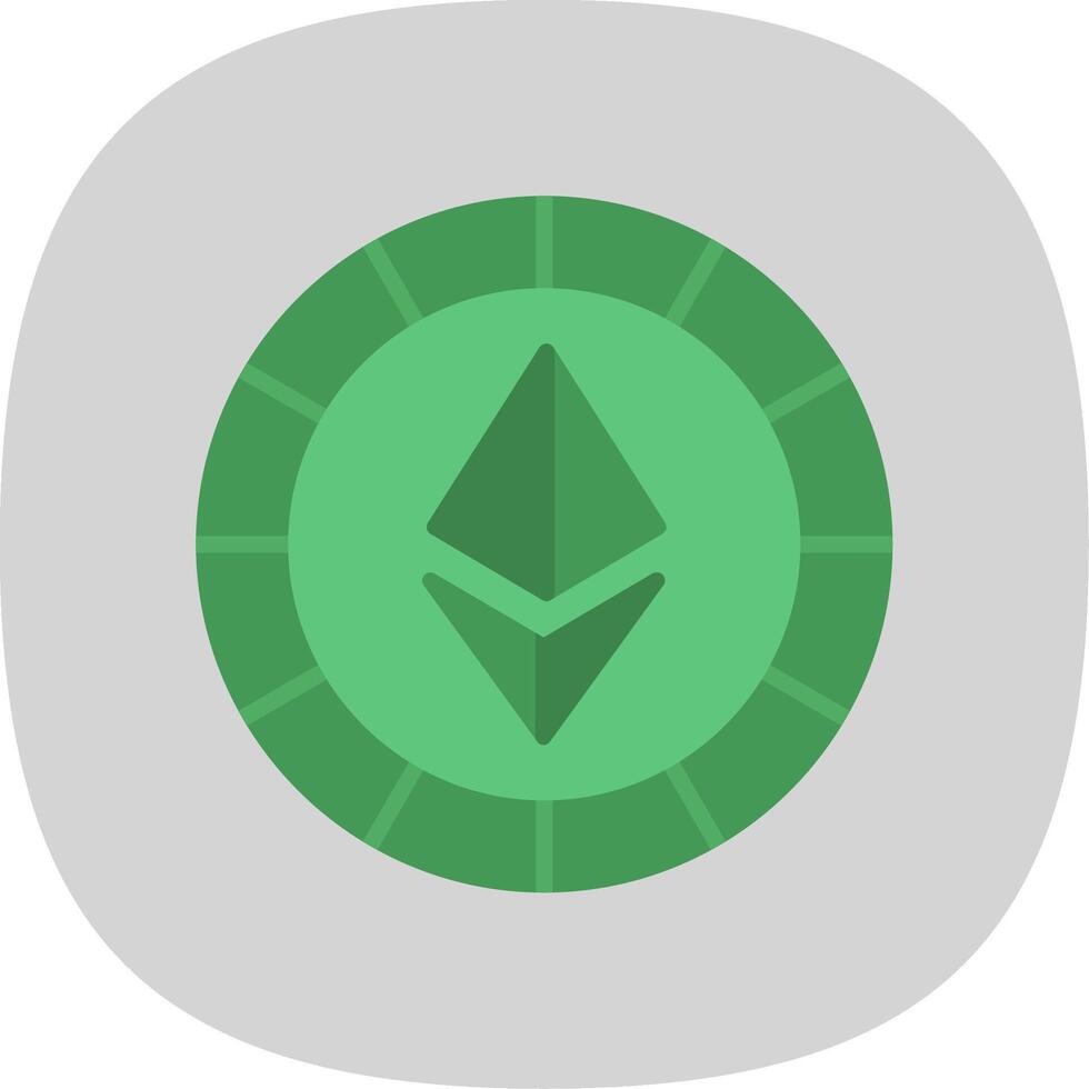 ethereum monedas plano curva icono vector