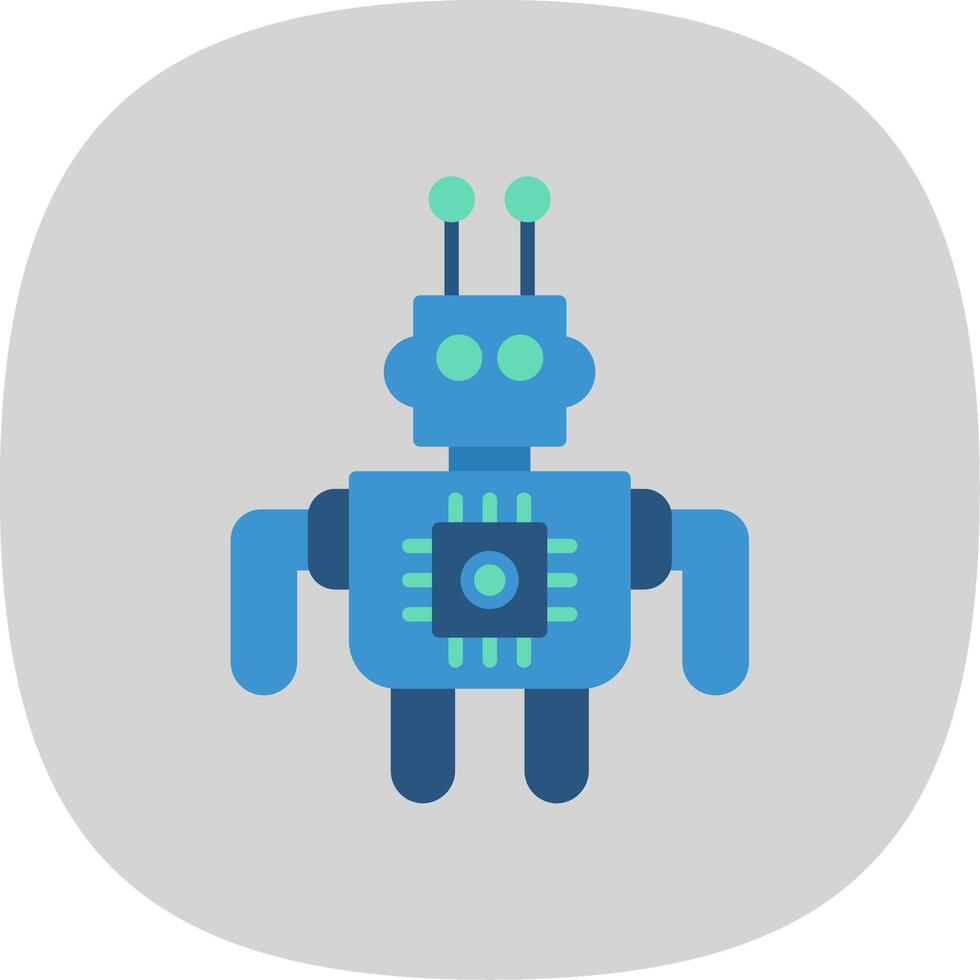 Robot Flat Curve Icon vector