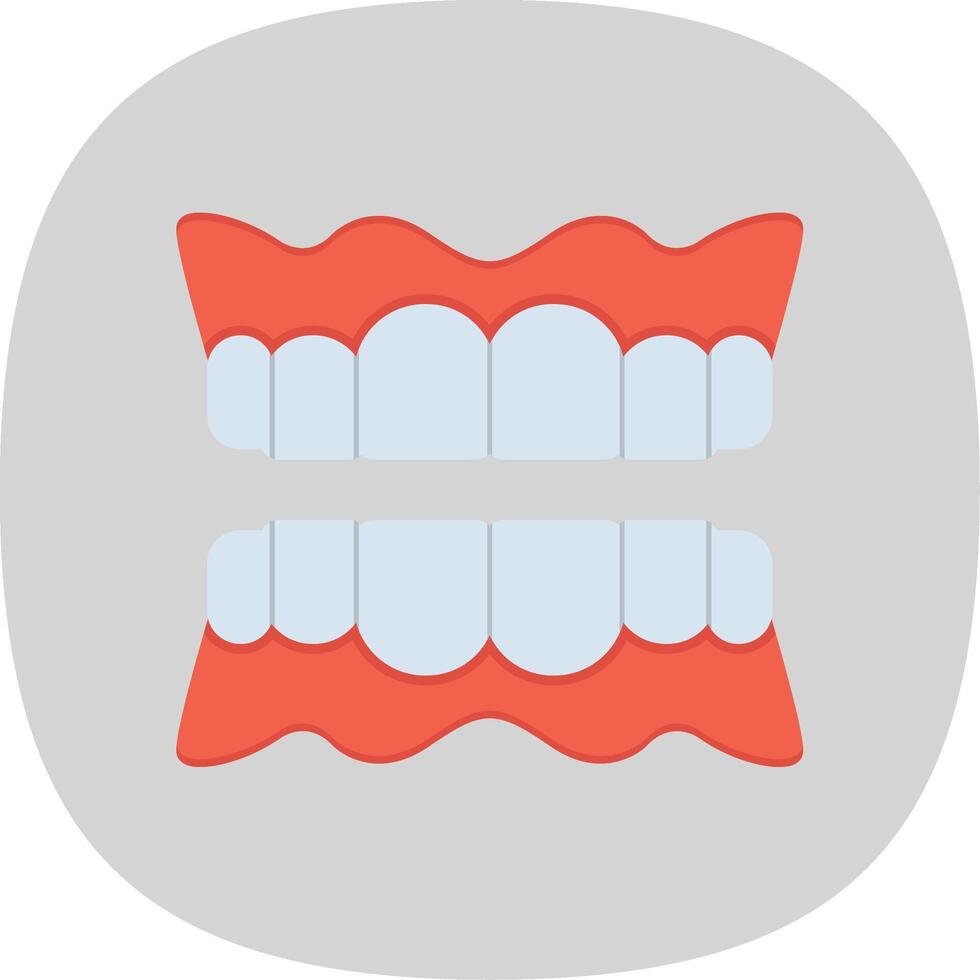 dentadura plano curva icono vector