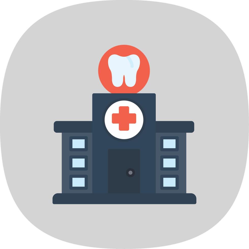 Dental Clinic Flat Curve Icon vector