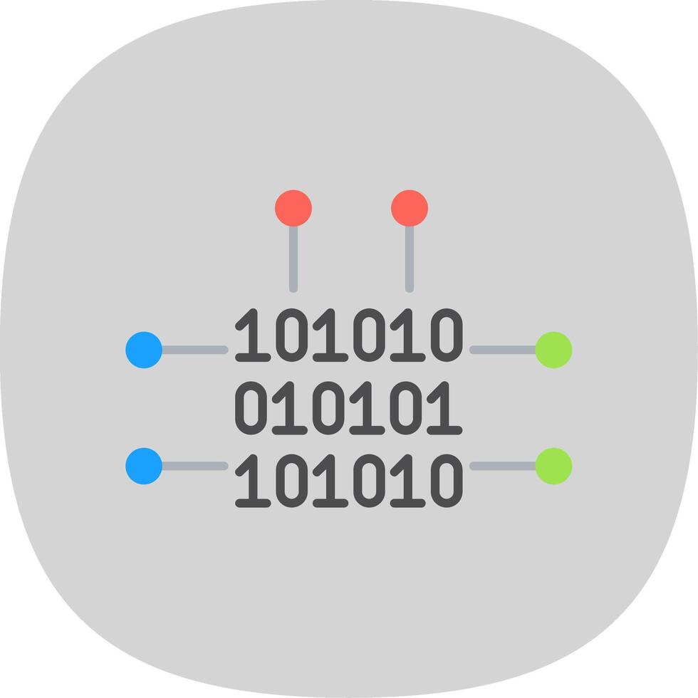 binario código plano curva icono vector