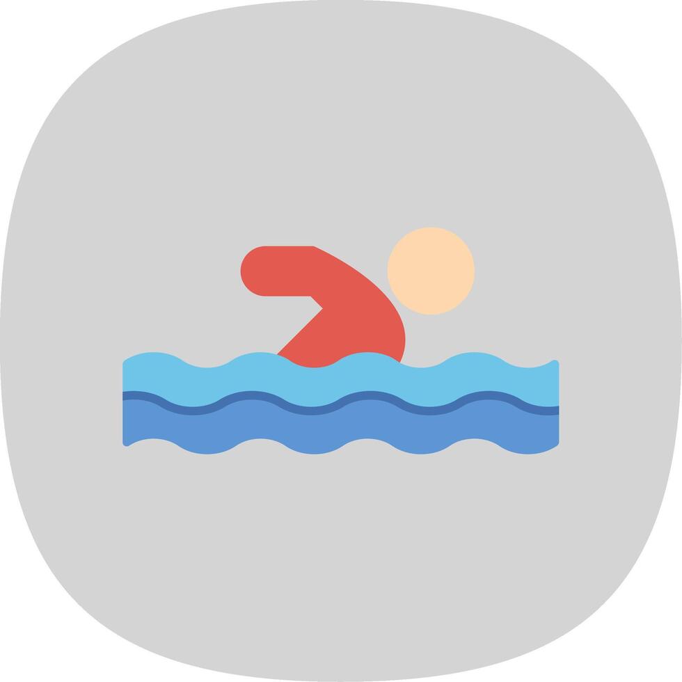 Swimming Flat Curve Icon vector