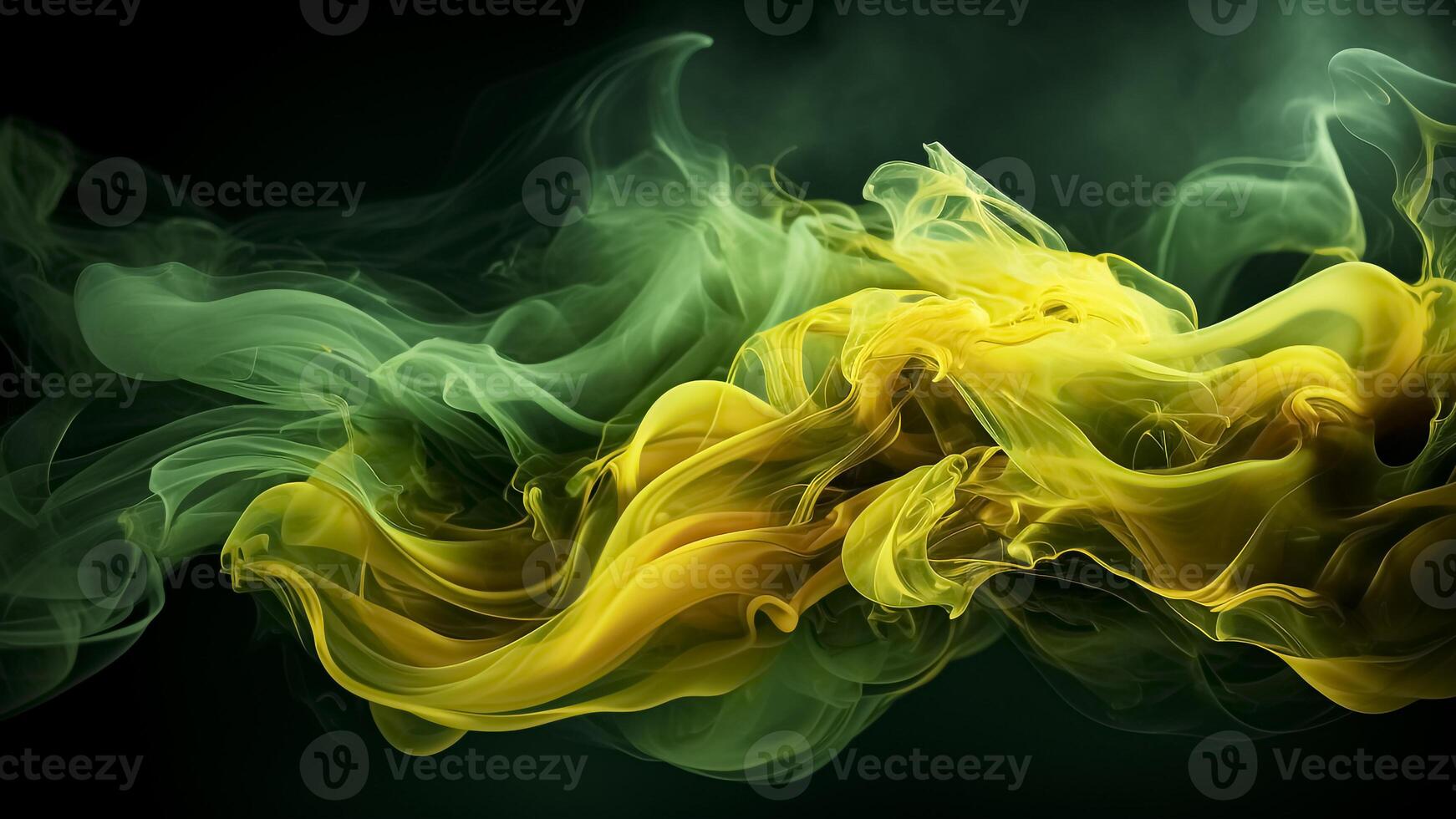 ai generado resumen antecedentes de verde y amarillo fumar. Brasil colores. resumen Arte y creativo antecedentes. foto