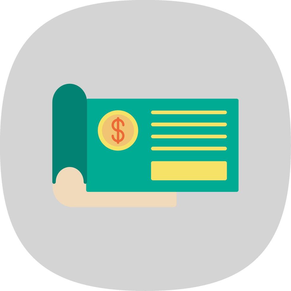 banco cheque plano curva icono vector