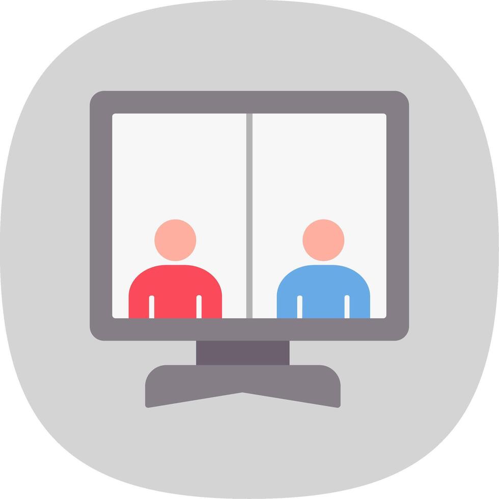 Online Meeting Flat Curve Icon vector