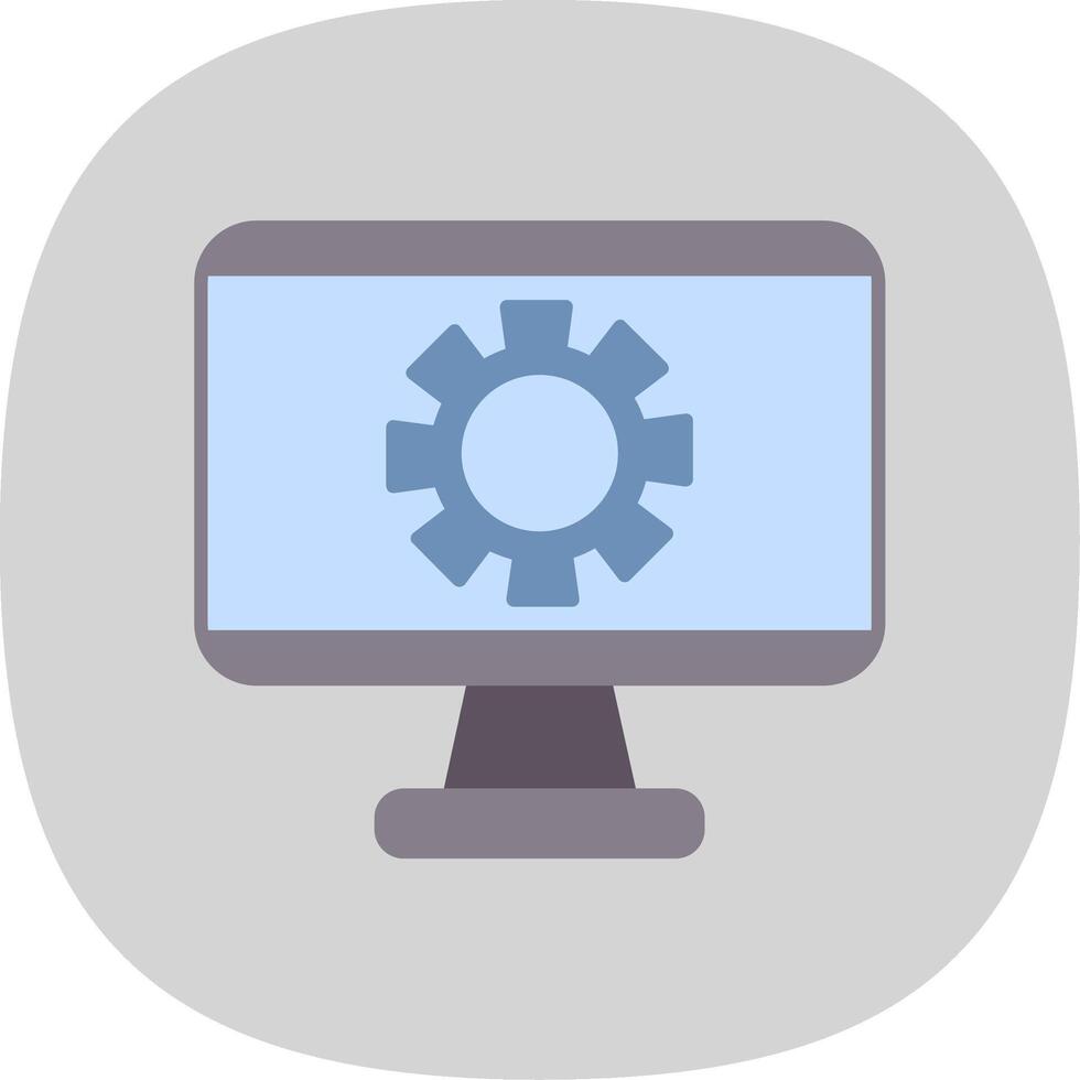 Monitor Screen Flat Curve Icon vector