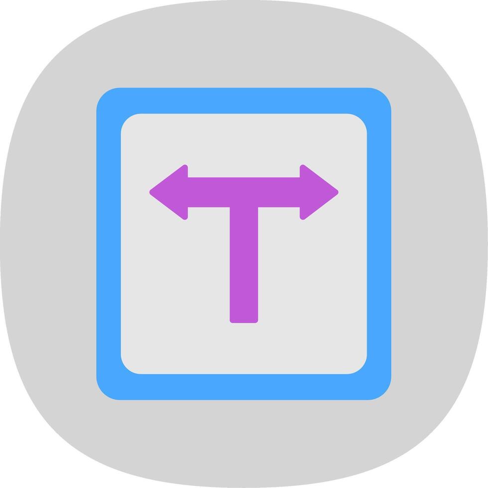 T Junction Flat Curve Icon vector