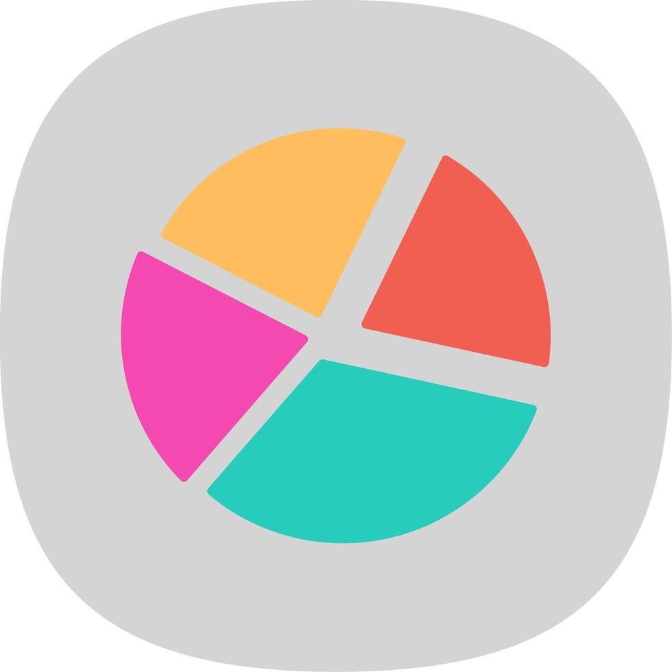 Pie Chart Flat Curve Icon vector