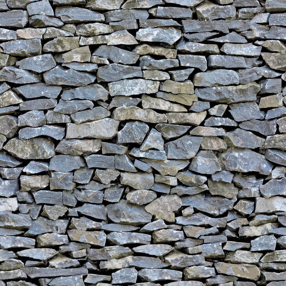 Old wall stone texture and background with rustic tiles design photo