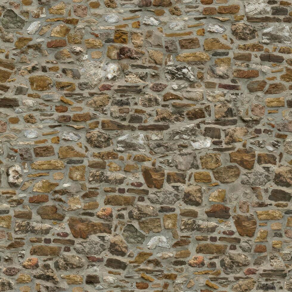 Old wall stone texture and background with rustic tiles design photo