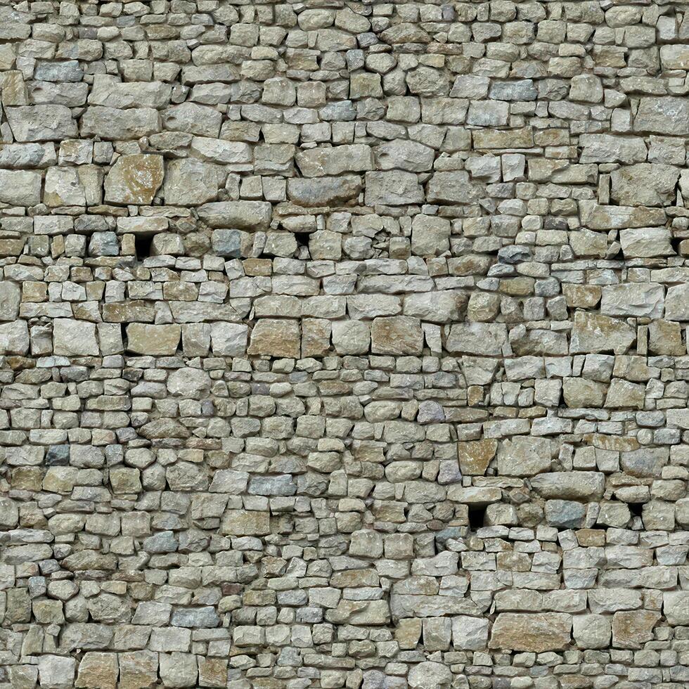 Old wall stone texture and background with rustic tiles design photo