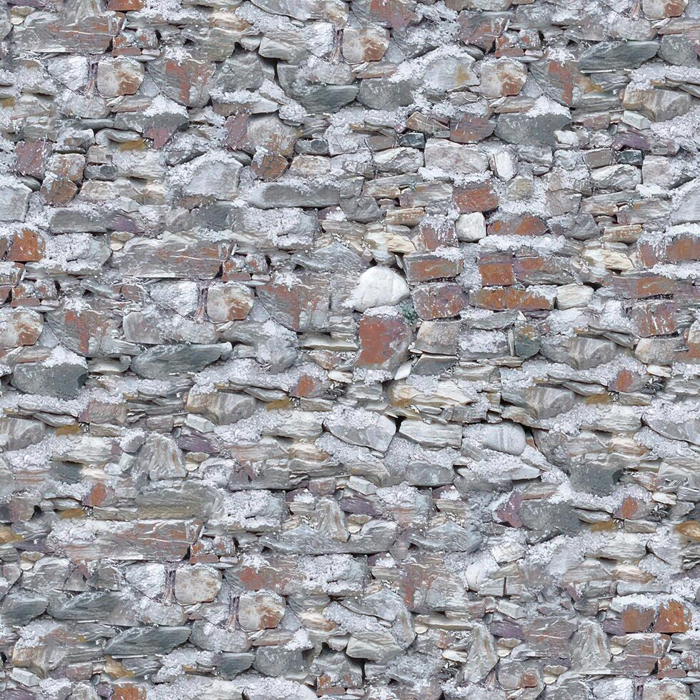 Old wall stone texture and background with rustic tiles design photo
