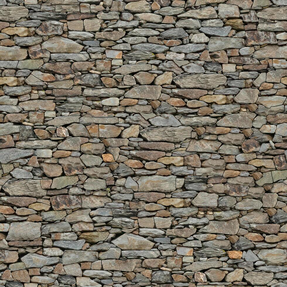 Old wall stone texture and background with rustic tiles design photo