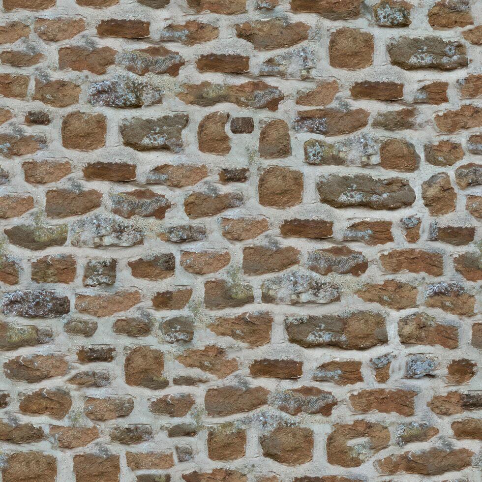 Old wall stone texture and background with rustic tiles design photo
