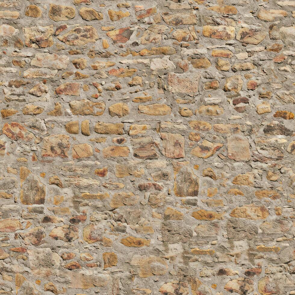 Old wall stone texture and background with rustic tiles design photo