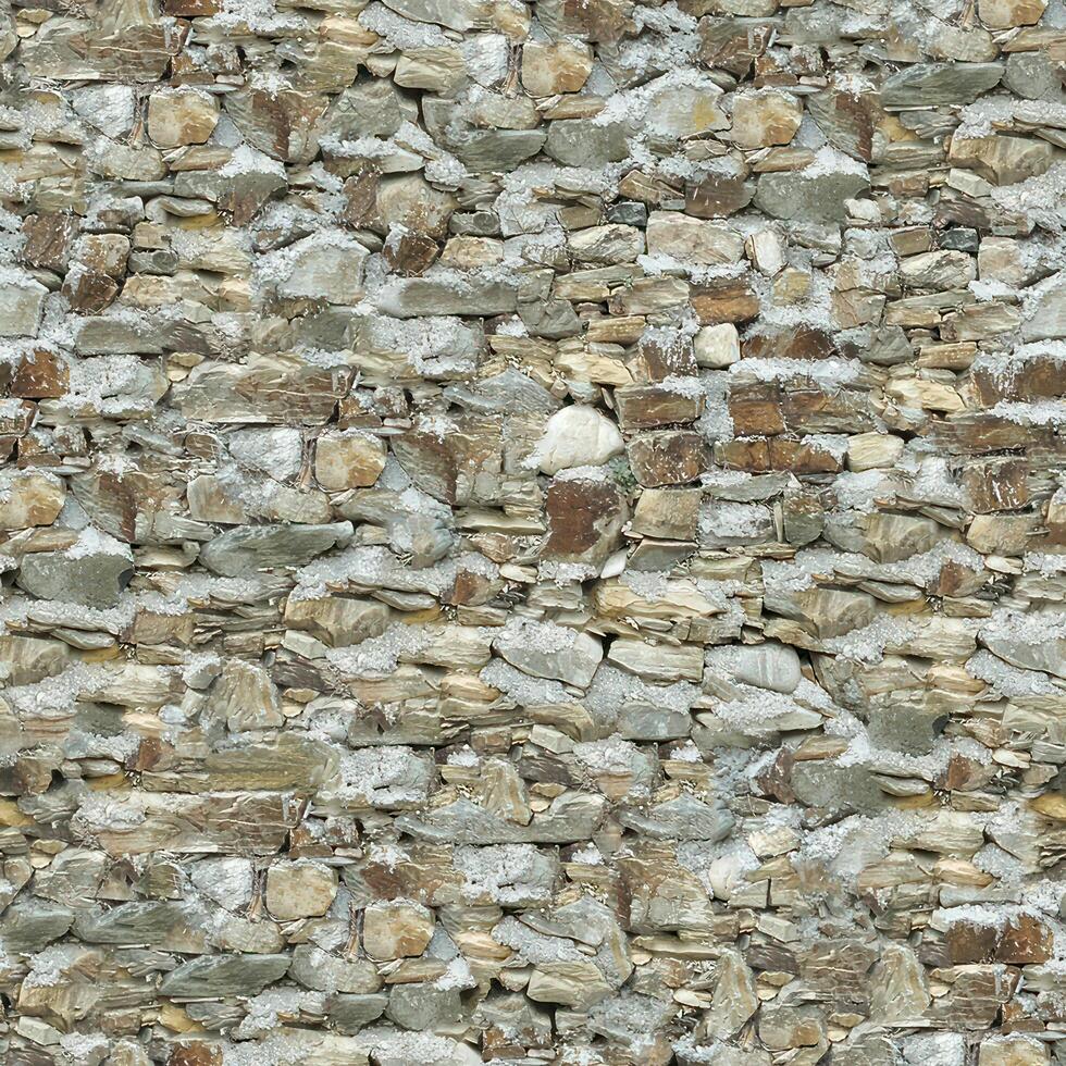 Old wall stone texture and background with rustic tiles design photo