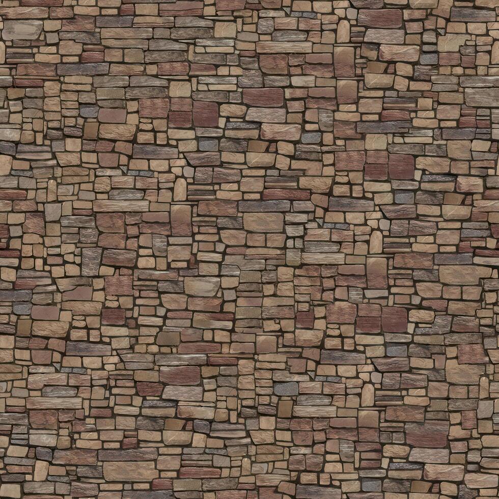 Old wall stone texture and background with rustic tiles design photo