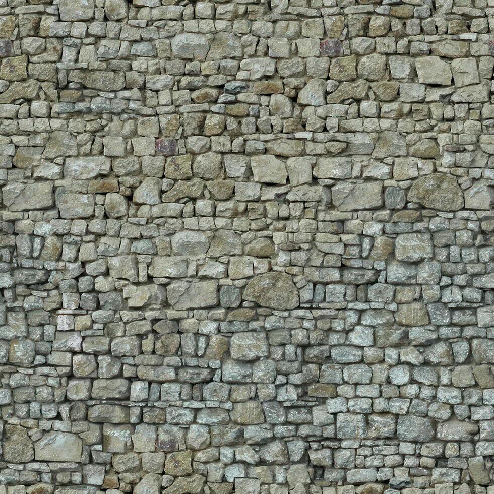 Old wall stone texture and background with rustic tiles design photo
