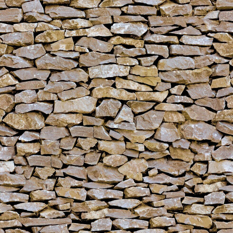 Old wall stone texture and background with rustic tiles design photo