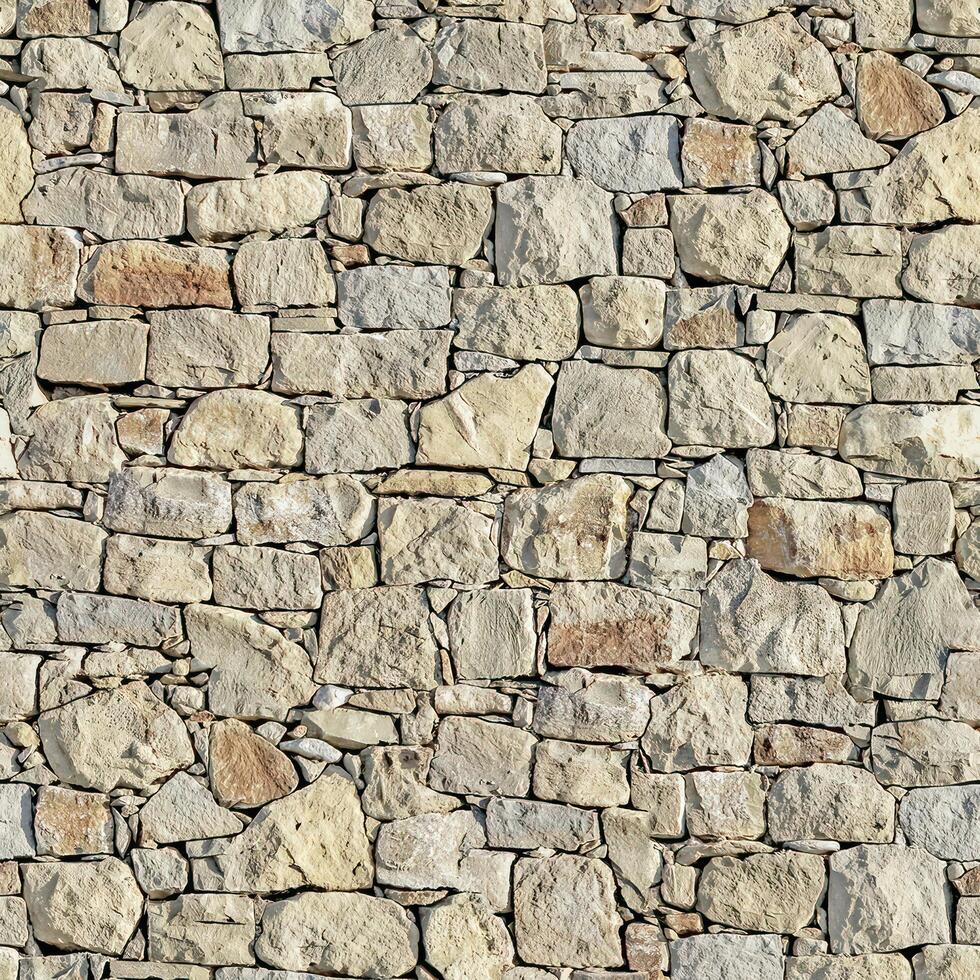 Old wall stone texture and background with rustic tiles design photo