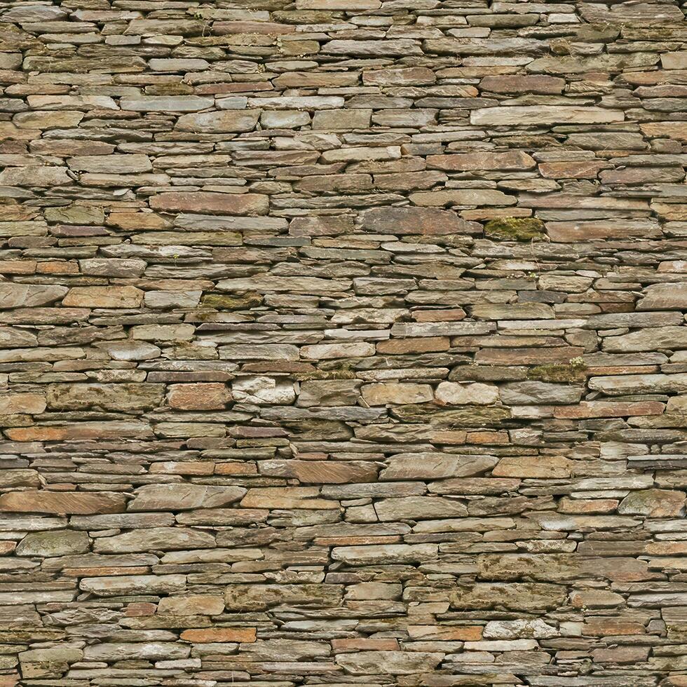 Old wall stone texture and background with rustic tiles design photo