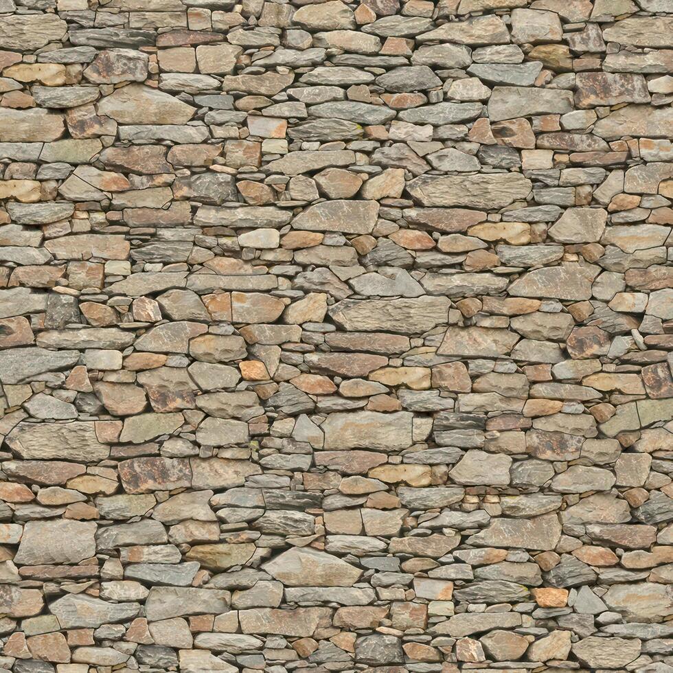 Old wall stone texture and background with rustic tiles design photo