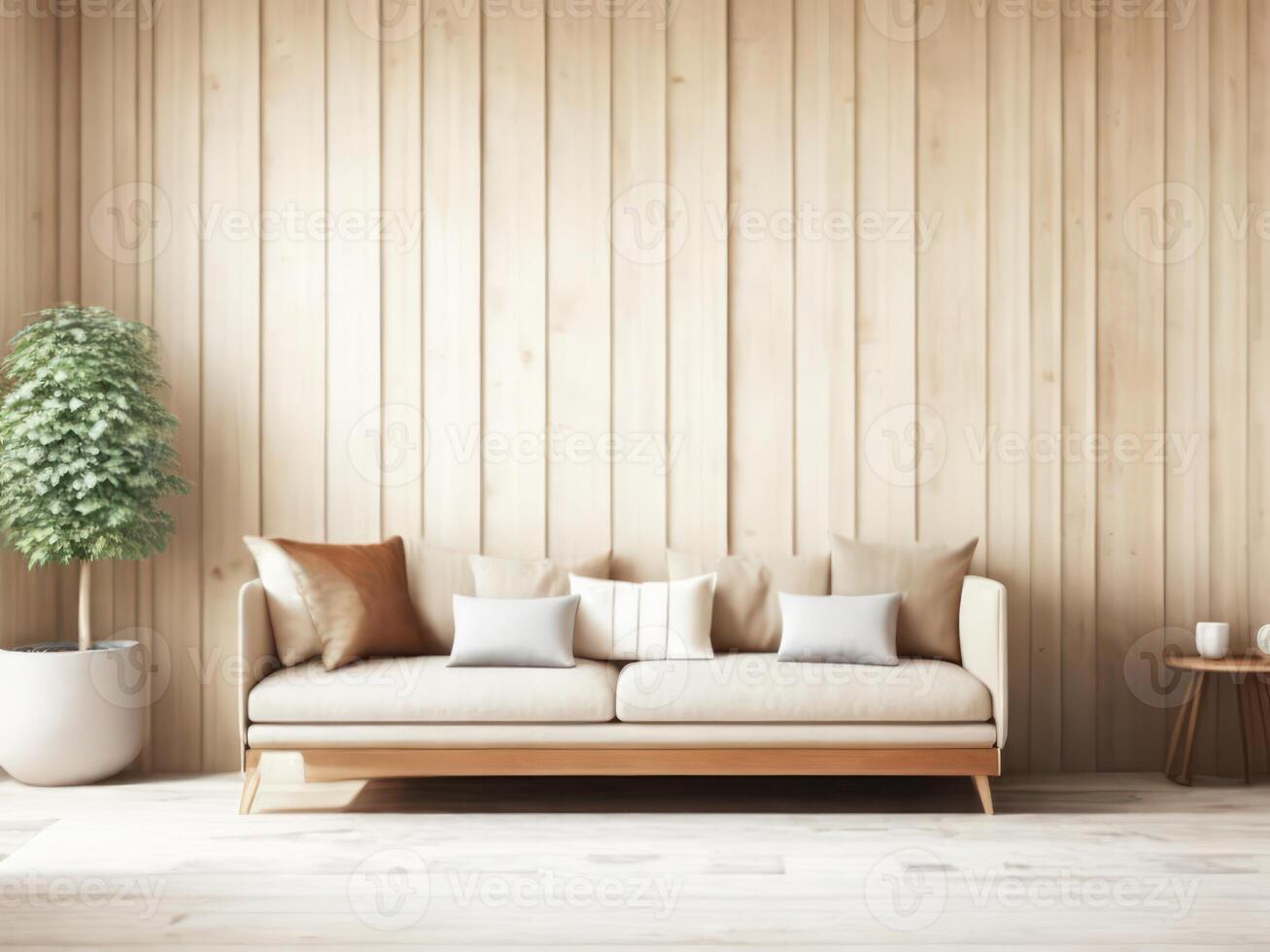 AI generated living room, marble wall fireplace and stylish bookcase to the ceiling in a chic expensive interior of a luxurious country house with a modern design with wood and led light, gray photo