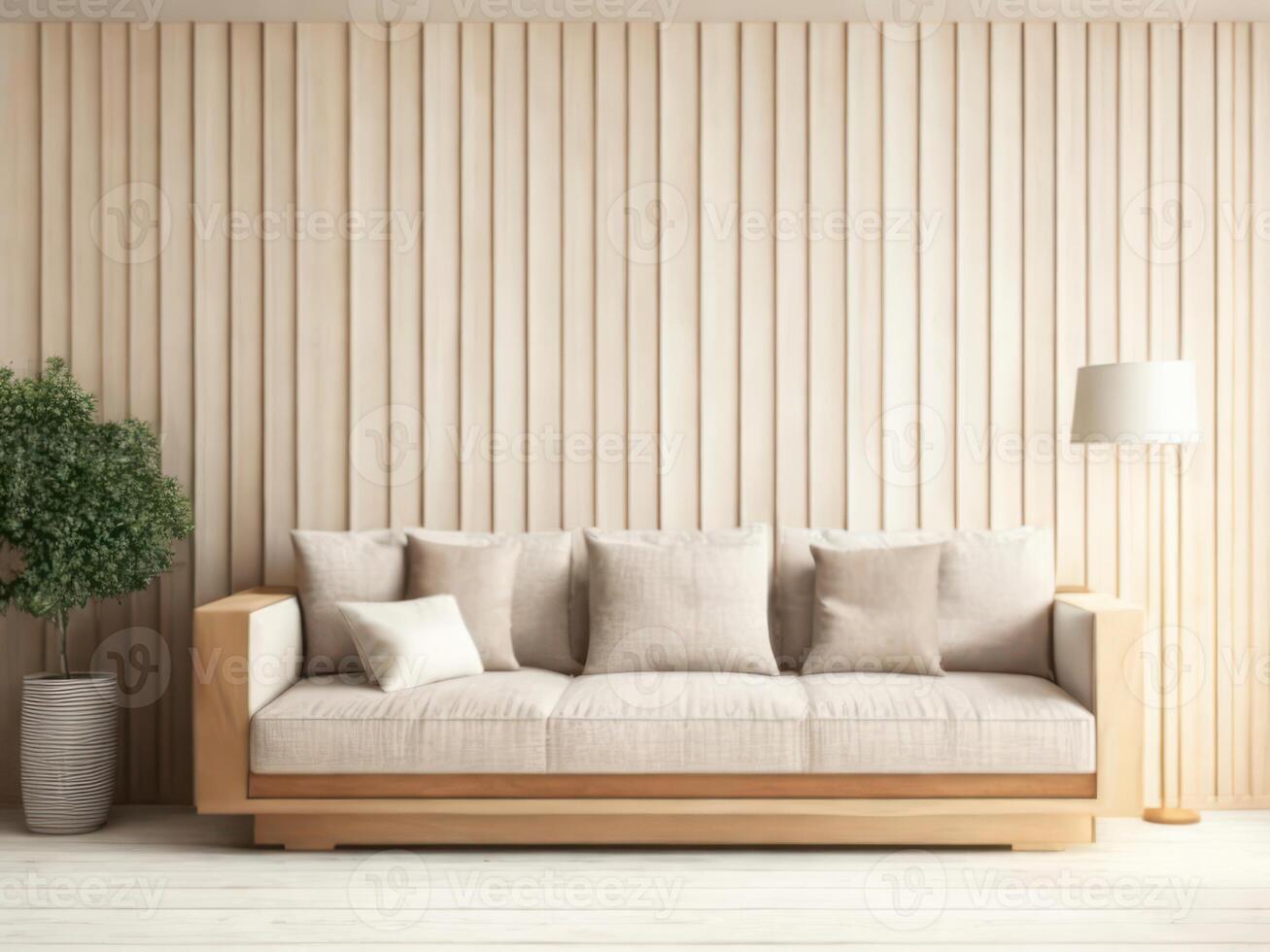 AI generated living room, marble wall fireplace and stylish bookcase to the ceiling in a chic expensive interior of a luxurious country house with a modern design with wood and led light, gray photo