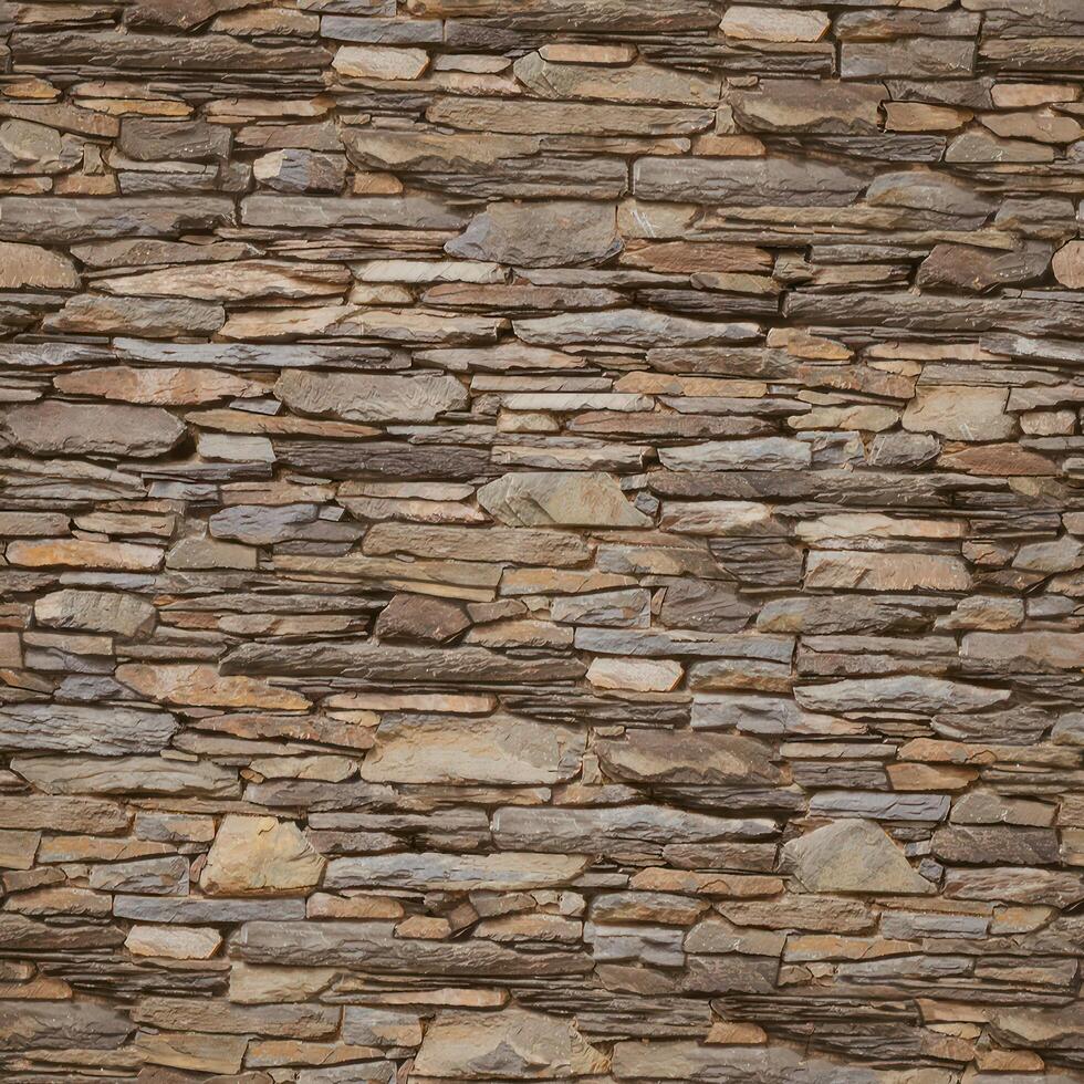 Old wall stone texture and background with rustic tiles design photo