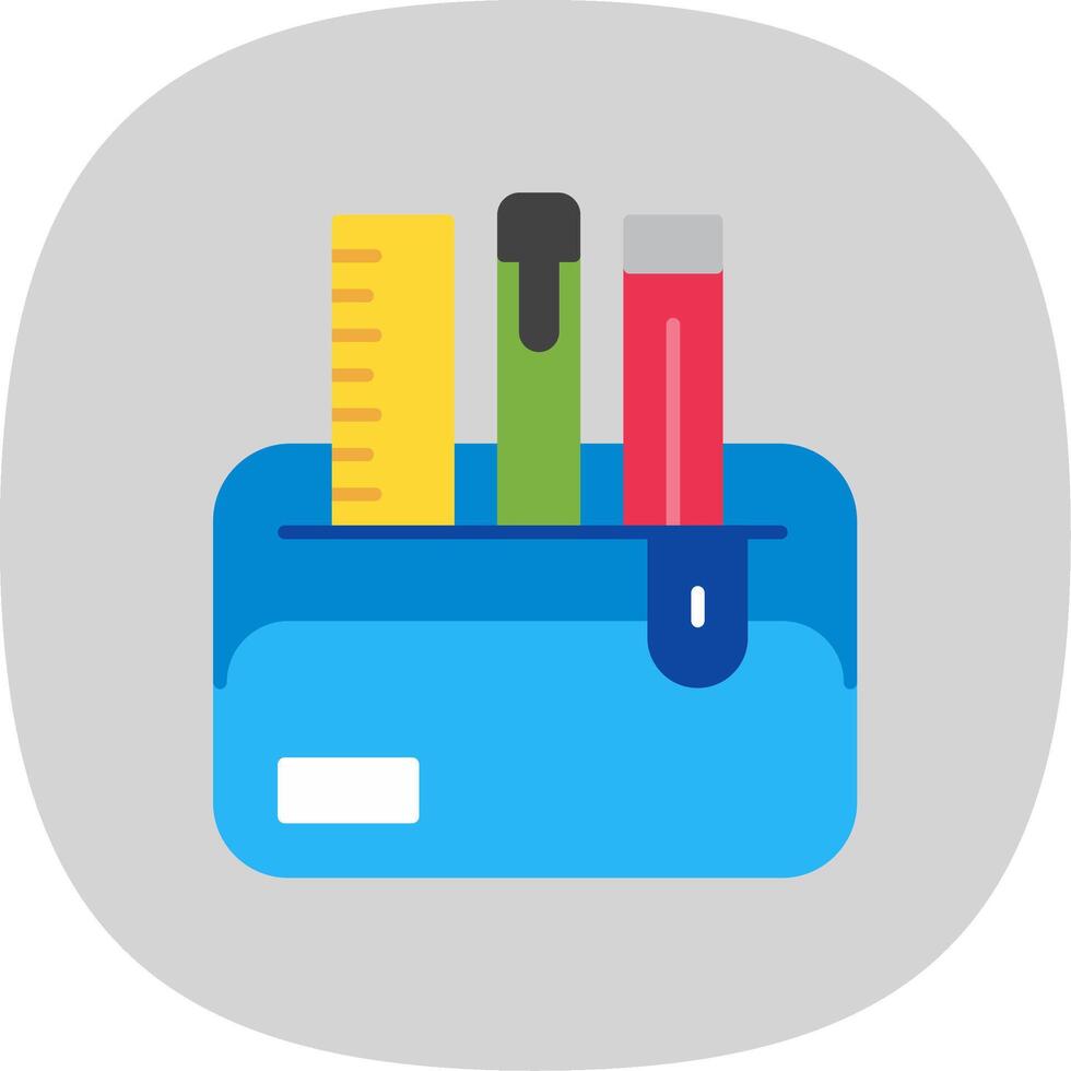 Pencil Case Flat Curve Icon vector