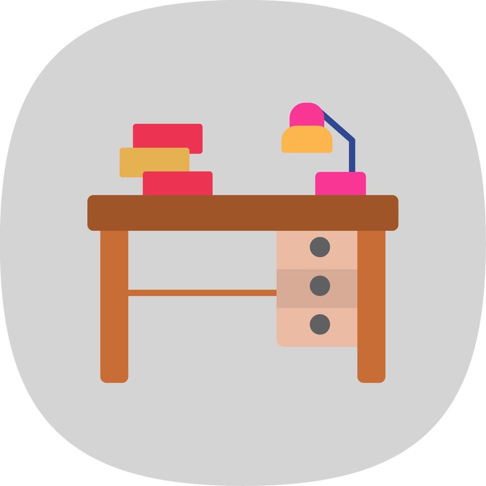 Desk Flat Curve Icon vector