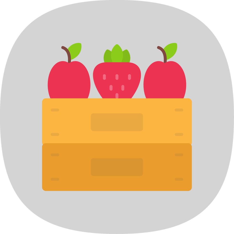 Fruta caja plano curva icono vector