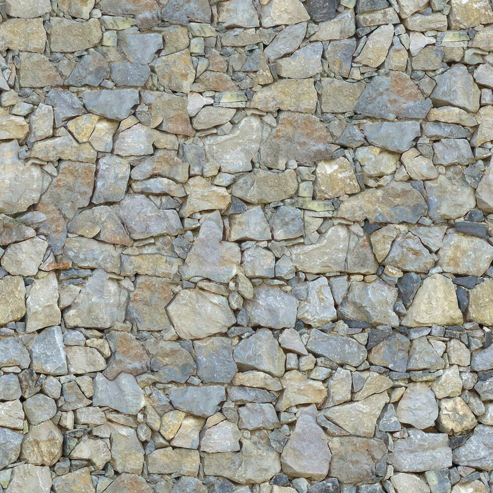 Old wall stone texture and background with rustic tiles design photo