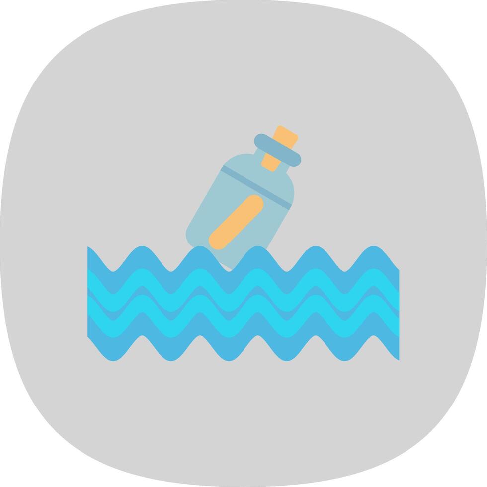 Message In A Bottle Flat Curve Icon vector