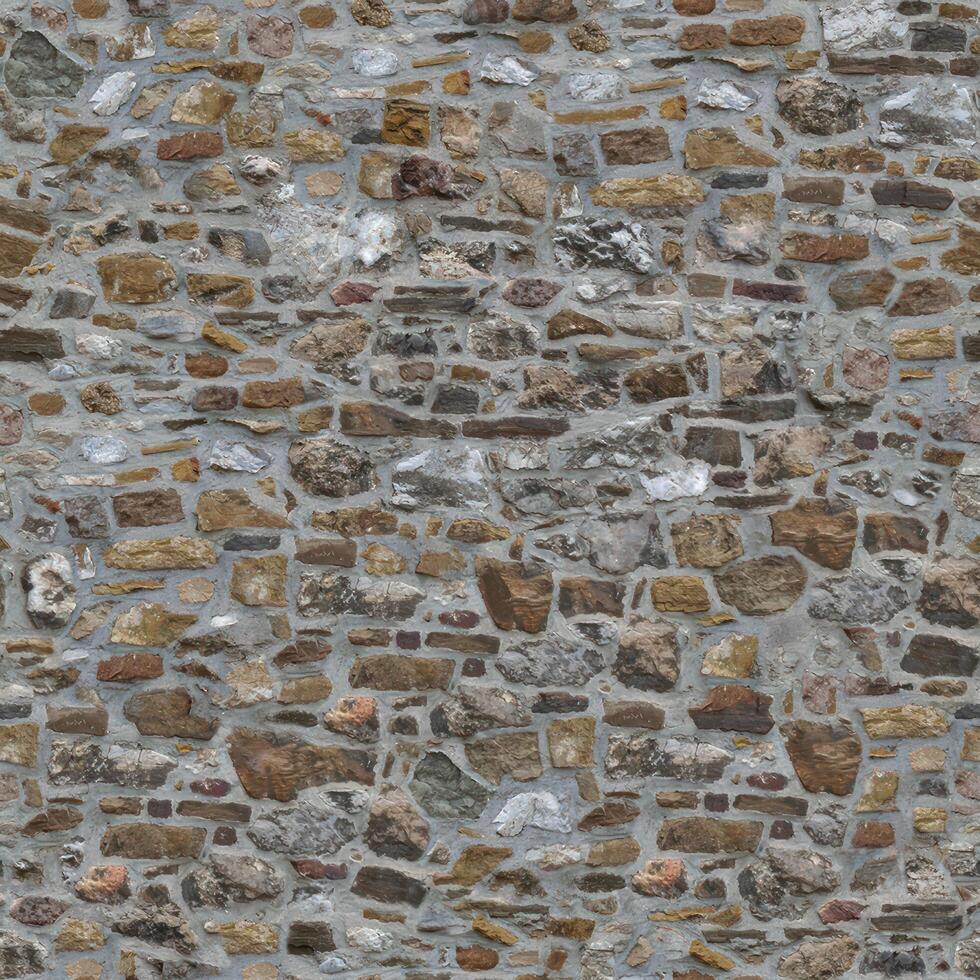 Old wall stone texture and background with rustic tiles design photo