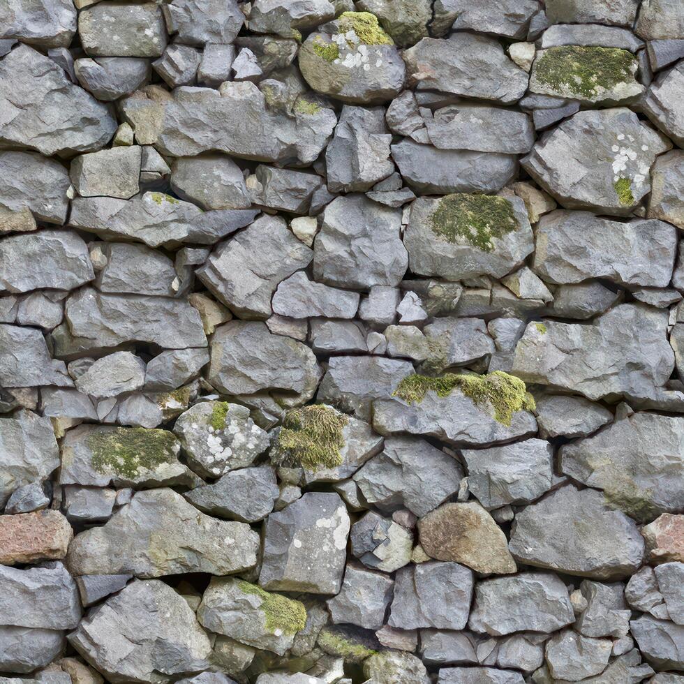 Old wall stone texture and background with rustic tiles design photo