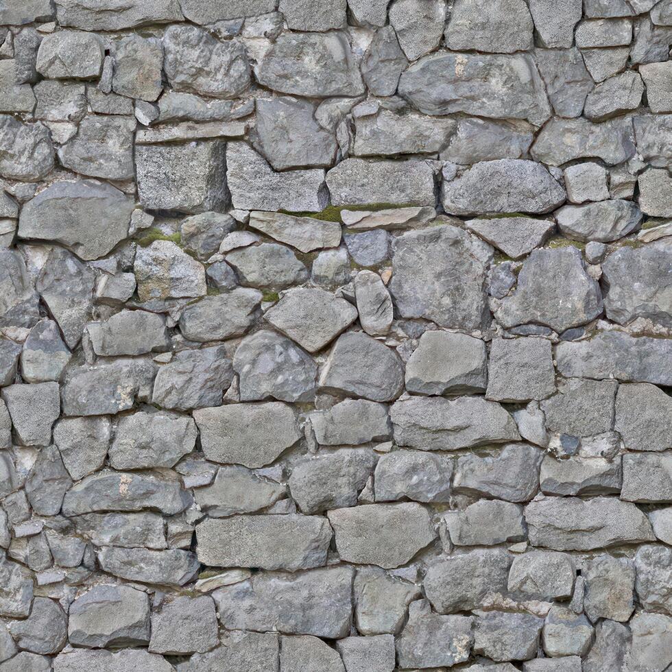Old wall stone texture and background with rustic tiles design photo